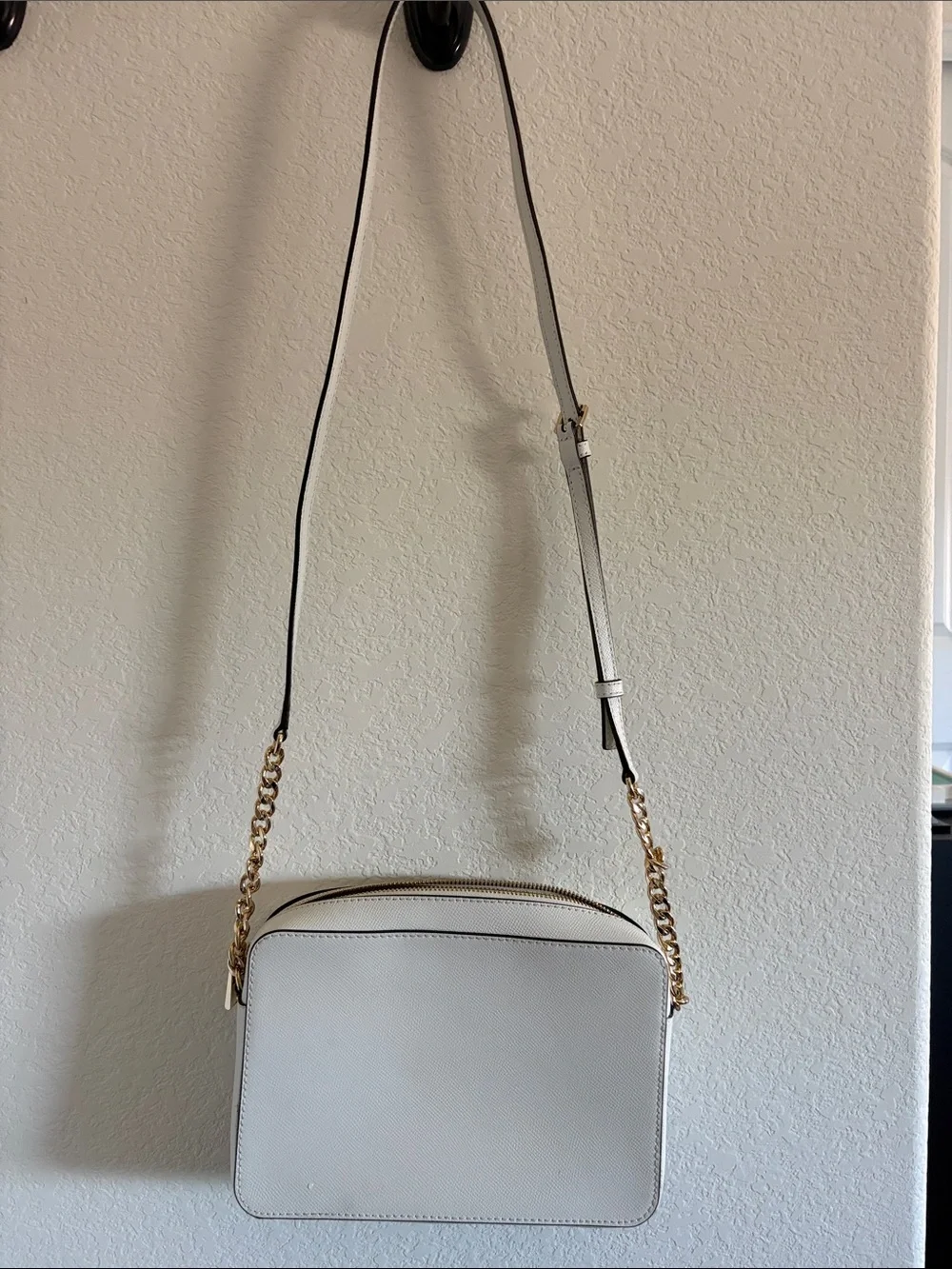Michael Kors Cream Crossbody with Gold Chain Strap